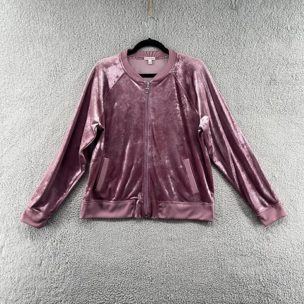 VTG Y2K Juicy Couture Lilac Shimmer Zip Up Velour Track Jacket